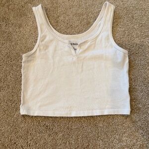 Wild Fable women's size XS white cotton cropped tank with mini v neck detail